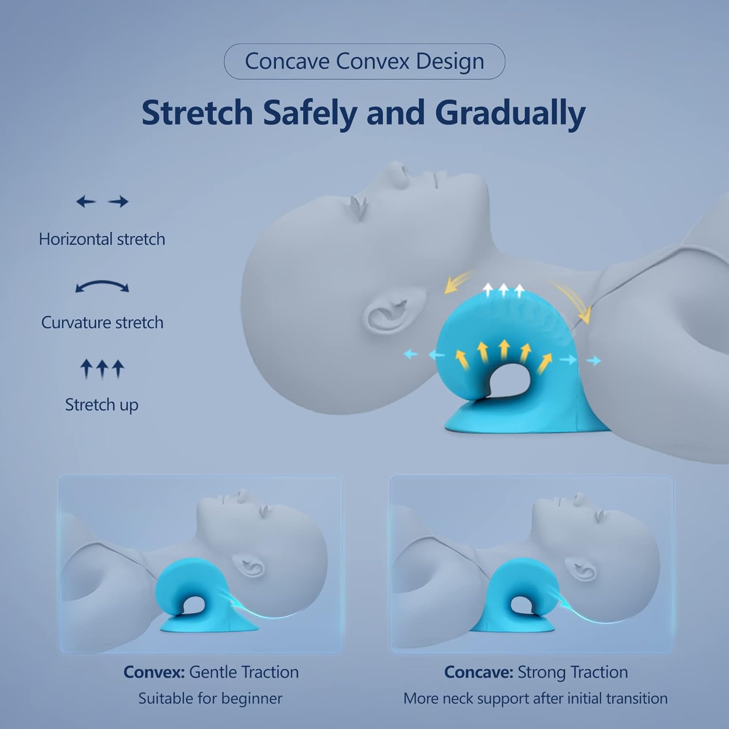 Cozyhealth Nacken- und Schulterentspanner, Nackenstrecker zur Linderung von Nackenschmerzen, Nackenstrecker, Chiropraktikkissen zur Entspannung der Halswirbelsäule, Nackenkissen (blau) – Bild 5