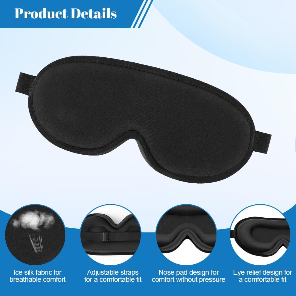Schlafmaske, 1 x Schlafmaske mit verstellbarem Gummiband für Damen und Herren, Schlafmaske für Seitenschläfer, lichtblockierend und atmungsaktiv, 3D-Augenmaske für Reisen – Bild 3