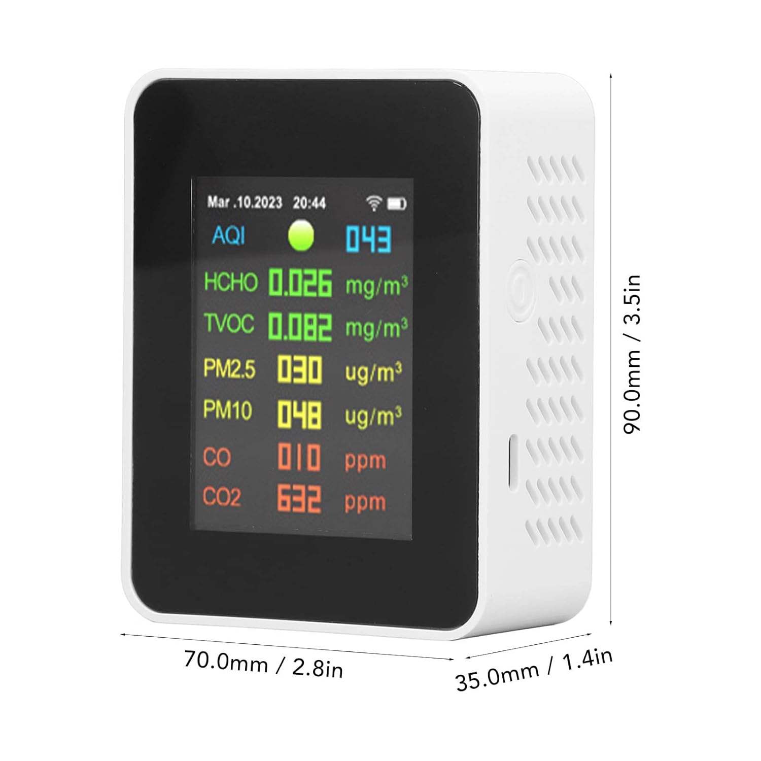 9-in-1-Luftqualitätsmonitor, WiFi-Raumluftqualitätstester, erkennt organische Schadstoffe PM2,5, PM10, HCHO, CO, CO2, Temperatur- und Luftfeuchtigkeitsmesser, 2000 mAh – Bild 5