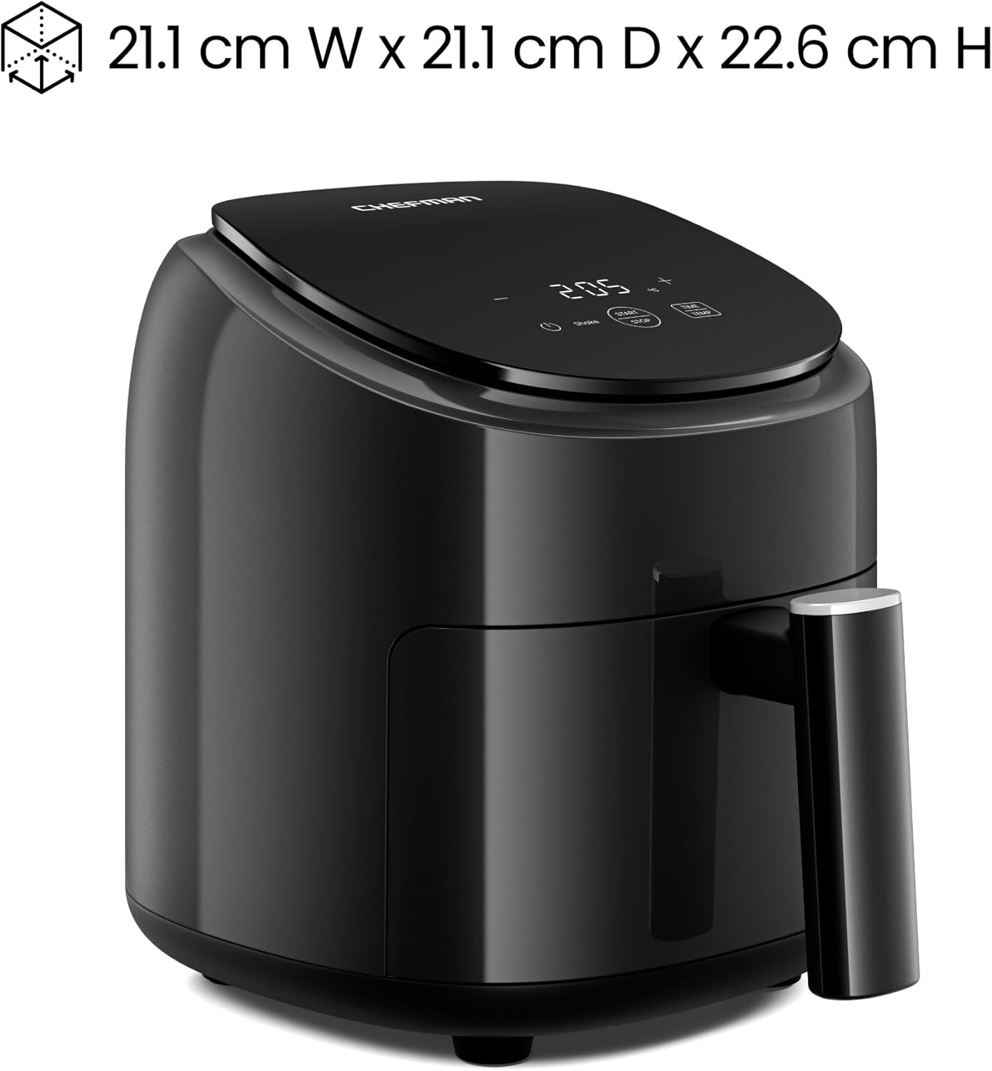 Chefman 2L Mini-Heißluftfritteuse – kompakte und platzsparende Airfryer, antihaftbeschichteter Korb, Essenszubereitung in wenigen Minuten, digitaler Timer und Schüttelanzeige – Schwarz – Bild 7