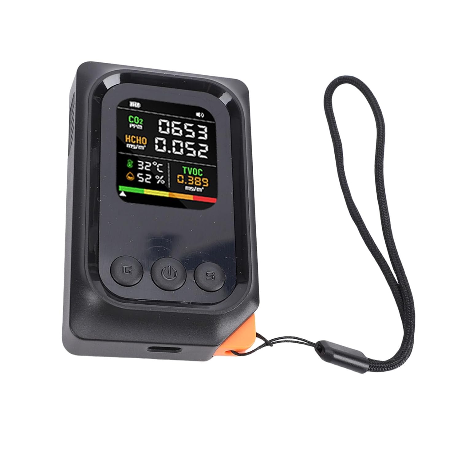 Sxhlseller 5-in-1-Luftqualitätsmonitor, professioneller Luftqualitätsdetektor mit Spracherinnerung, CO2 TVOC HCHO Temp Humid Smart Tester für Zuhause, Hotel – Bild 4
