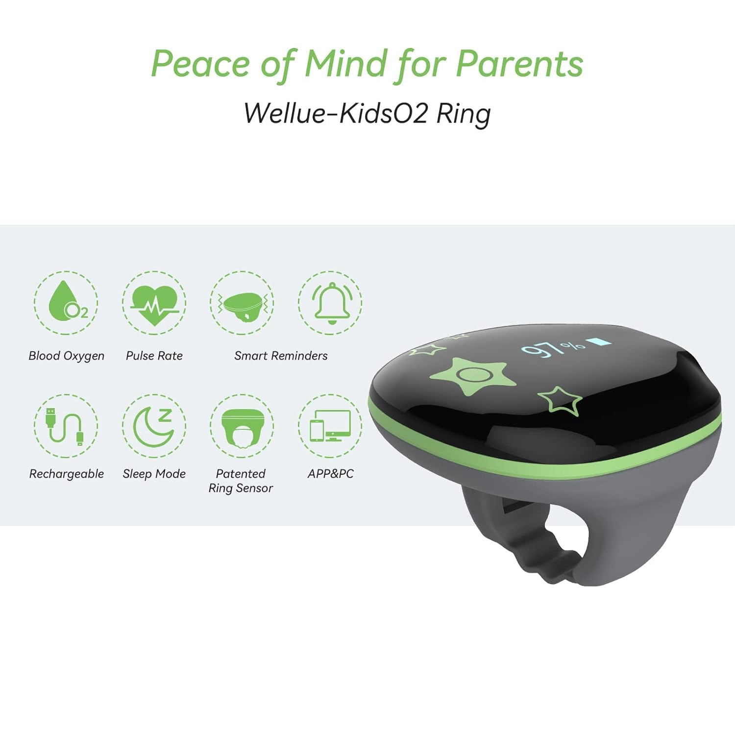 Viatom Pulsoximeter für Kinder, tragbares Fingeroximeter zur kontinuierlichen Messung der Sauerstoffsättigung und Pulsfrequenz, 3–10 Jahre, Bluetooth-App und PC – Bild 2