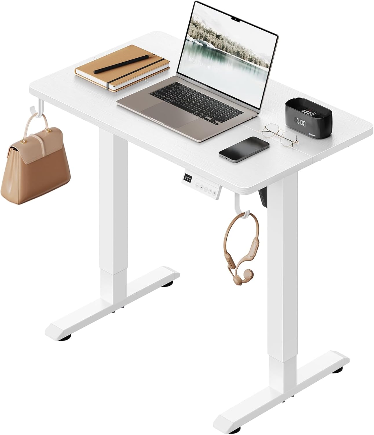 WOLTU Höhenverstellbarer elektrischer Schreibtisch mit Memory-Funktion & Kollisionsschutz, 80 kg Tragkraft, leise, Computertisch für Home Office, Arbeitszimmer, 80 x 48 cm, Weiß