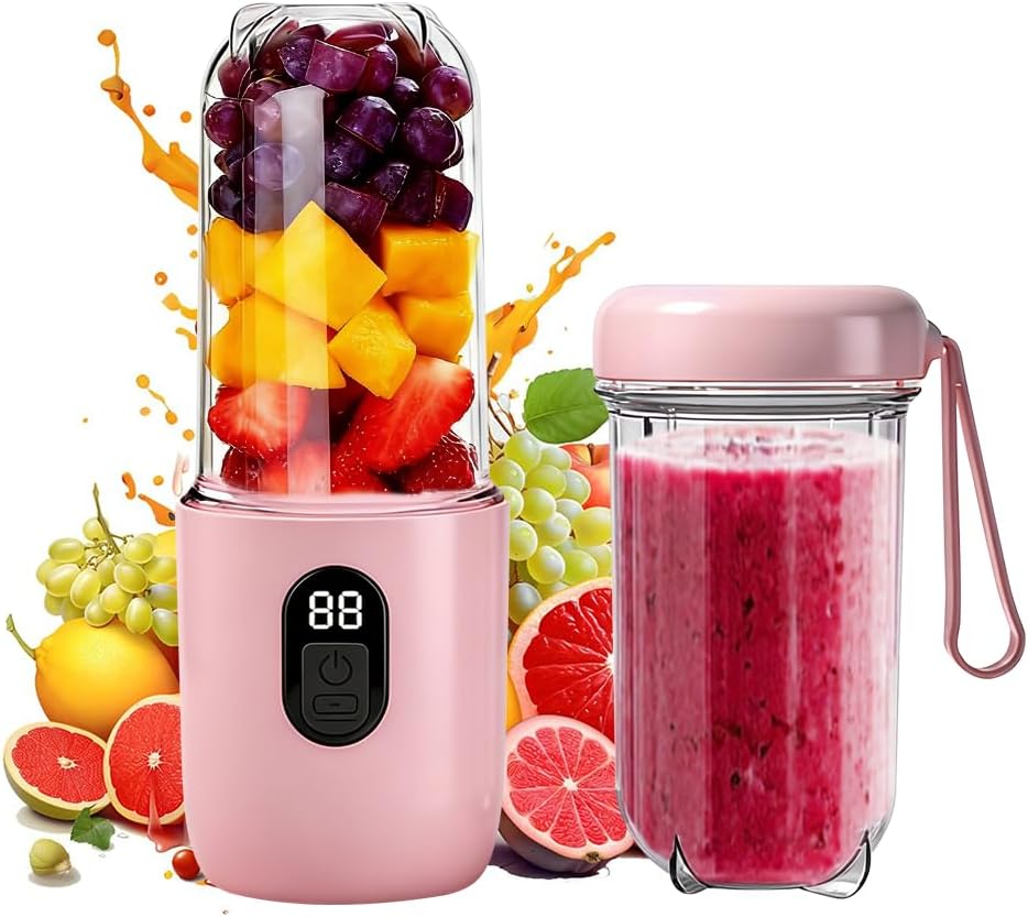 500 ml tragbarer Mixer, Smoothie-Maker mit Reisedeckel, Standmixer, Mixer, elektrischer Mini-Mixer für jede Art von Shake und Smoothie, zerkleinert Eis und Obst