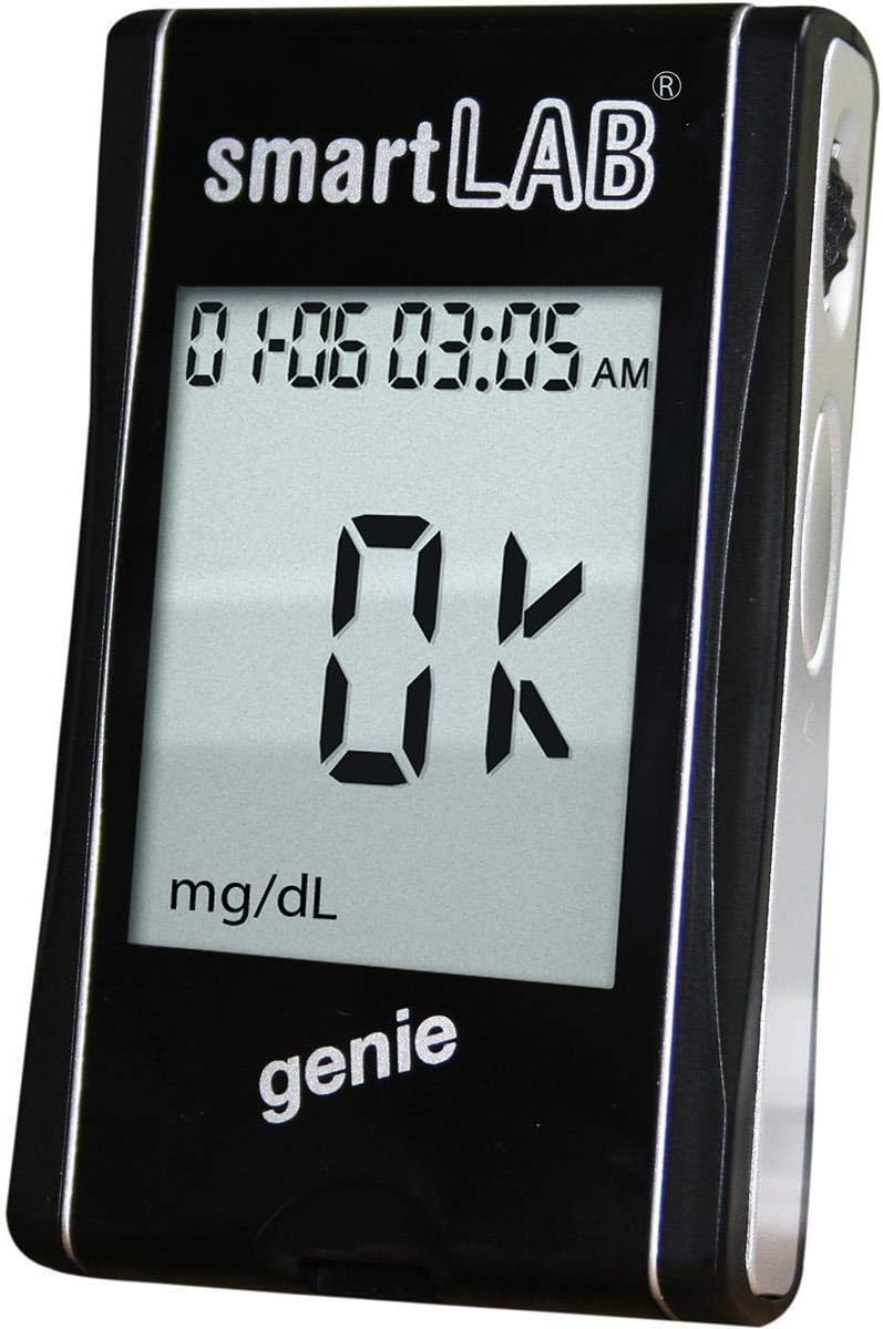 smartLAB Genie Blutzuckermesssystem Bundle | Mess-Kombi-Set mit 100 Blutzucker-Teststreifen und 100 Lanzetten für das tägliche Diabetes-Blutzucker-Messsystem | Präzise Blutdruckmessung mit großem Display – Bild 2