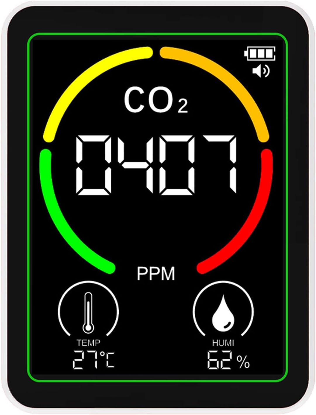 Topiky 3-in-1-Professioneller Luftqualitätsmonitor für Innenräume, CO2-Temperatur-Feuchtigkeits-Erkennungstester, Tragbarer Luftqualitätstester, Temperatur-Feuchtigkeitsmessgerät-Kit für das – Bild 4