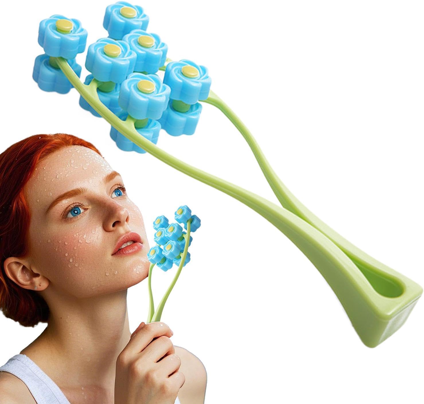 Gesichtsroller-Massagegerät – Y-förmiges Doppelclips-Massagegerät | 3D Flower Roller Manueller tragbarer Relaxer zur Hautstraffung – Bild 9