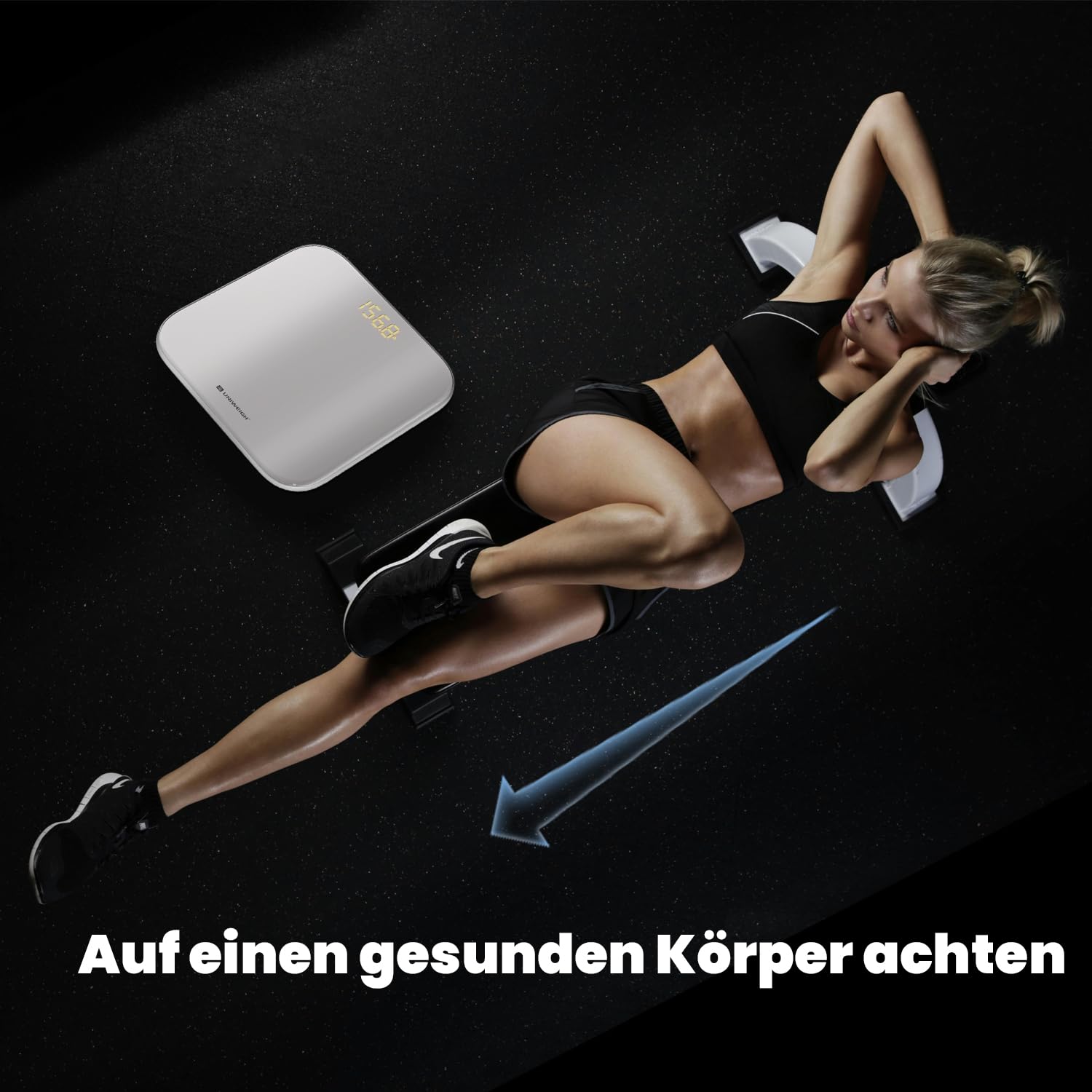 UNIWEIGH Digitale Personenwaage für das Körpergewicht, hochpräzise Gewichtswaage bis 400 lbs/180 kg, Körperwaage mit stabilem gehärtetem Glas, LED-Display, Step-on, 3 Einheiten und Batterien im Lieferumfang enthalten, Weiß – Bild 7
