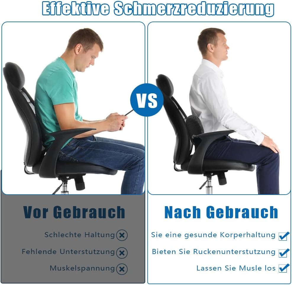 Lendenwirbelstützkissen aus Memory-Schaum, ergonomisches Lendenkissen mit Riemen, Kissen gegen Rückenschmerzen, Lendenstützkissen für Autositze und Bürostühle zum Ausruhen, Schlafen, Reisen – Bild 5