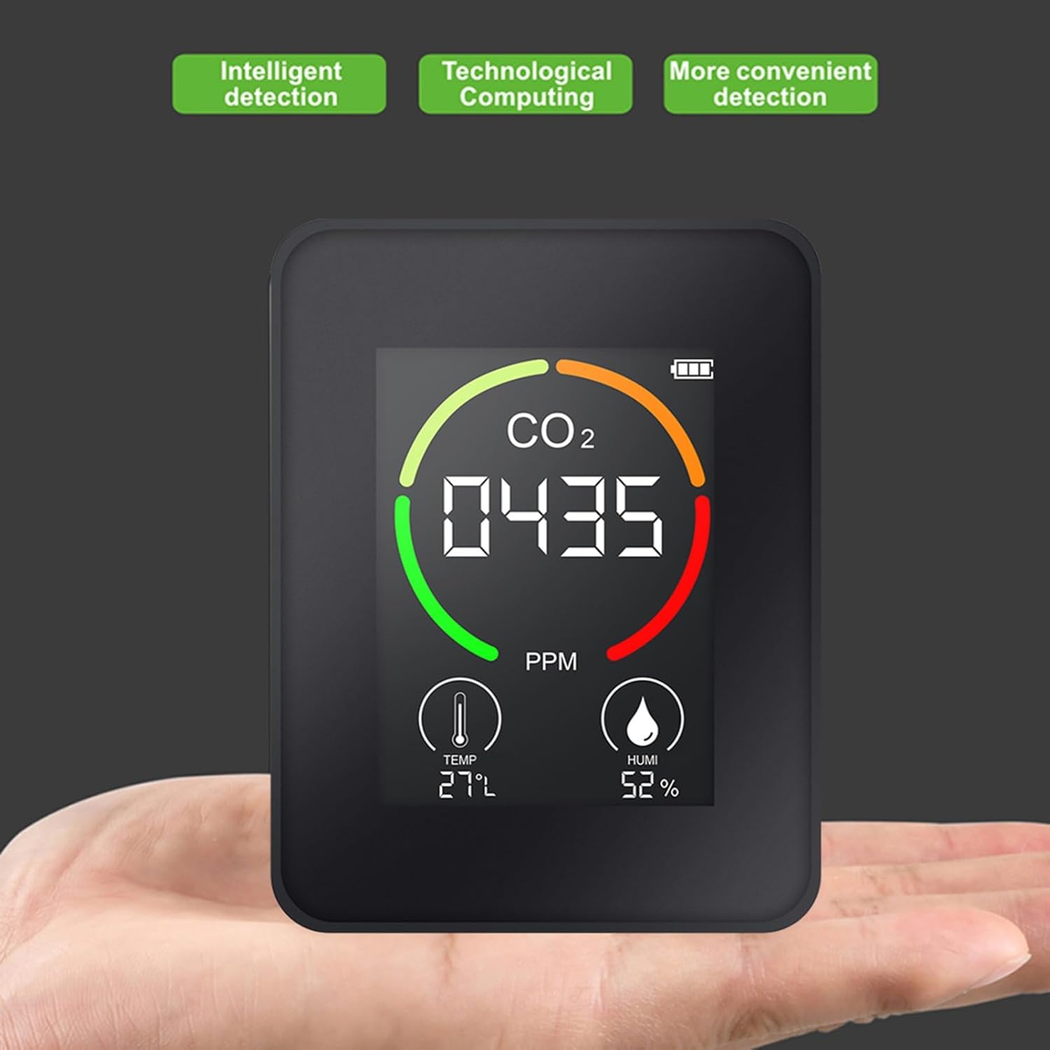 Luftqualitätsmonitor, LCD-Großbild-Radondetektor, Raumluftqualitätsmonitor mit intuitivem Farbcodierungssystem für Gewächshäuser, landwirtschaftliche Produktion – Bild 3
