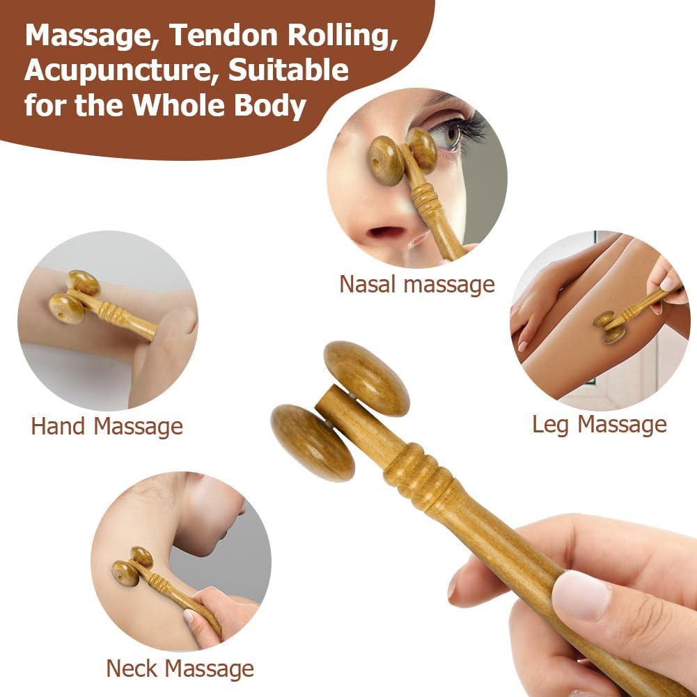 ACWOO Holz-Faszienrolle, 2 Stück Holz-Massagerolle, Anti-Cellulite-Massagegerät für Muskelentspannung, Körperformung, Gua-Sha-Massage – Bild 2