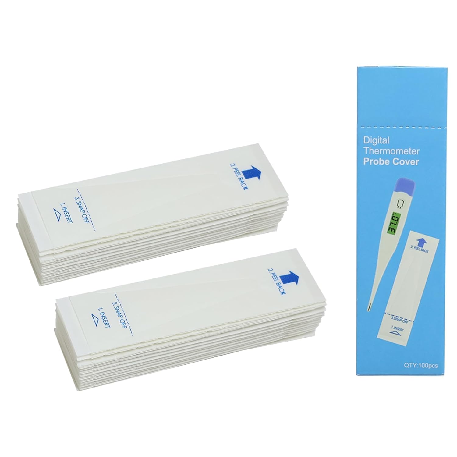 100 Stück Fieberthermometer-Schutzhüllen, Einweg-Hygienehüllen für Thermoscan-Ohrthermometer und digitale Thermometer-Sondenhüllen, Rektalschutzkappen ohne Gleitmittel für Baby, Kinder, Erwachsene – Bild 7