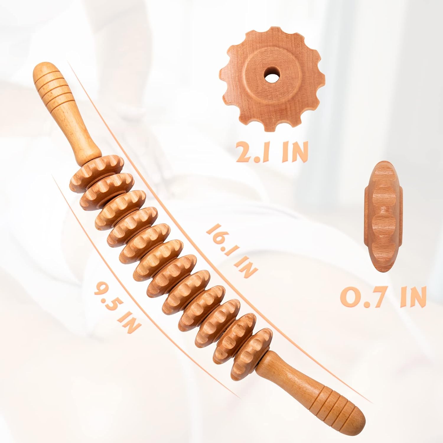 Massagerolle aus Holz, Faszienstab Holz aus Buchenholz, Faszienrolle mit Griff – Cellulite-Massagegerät Maderotherapie Lymphdrainagegerät – Bild 5