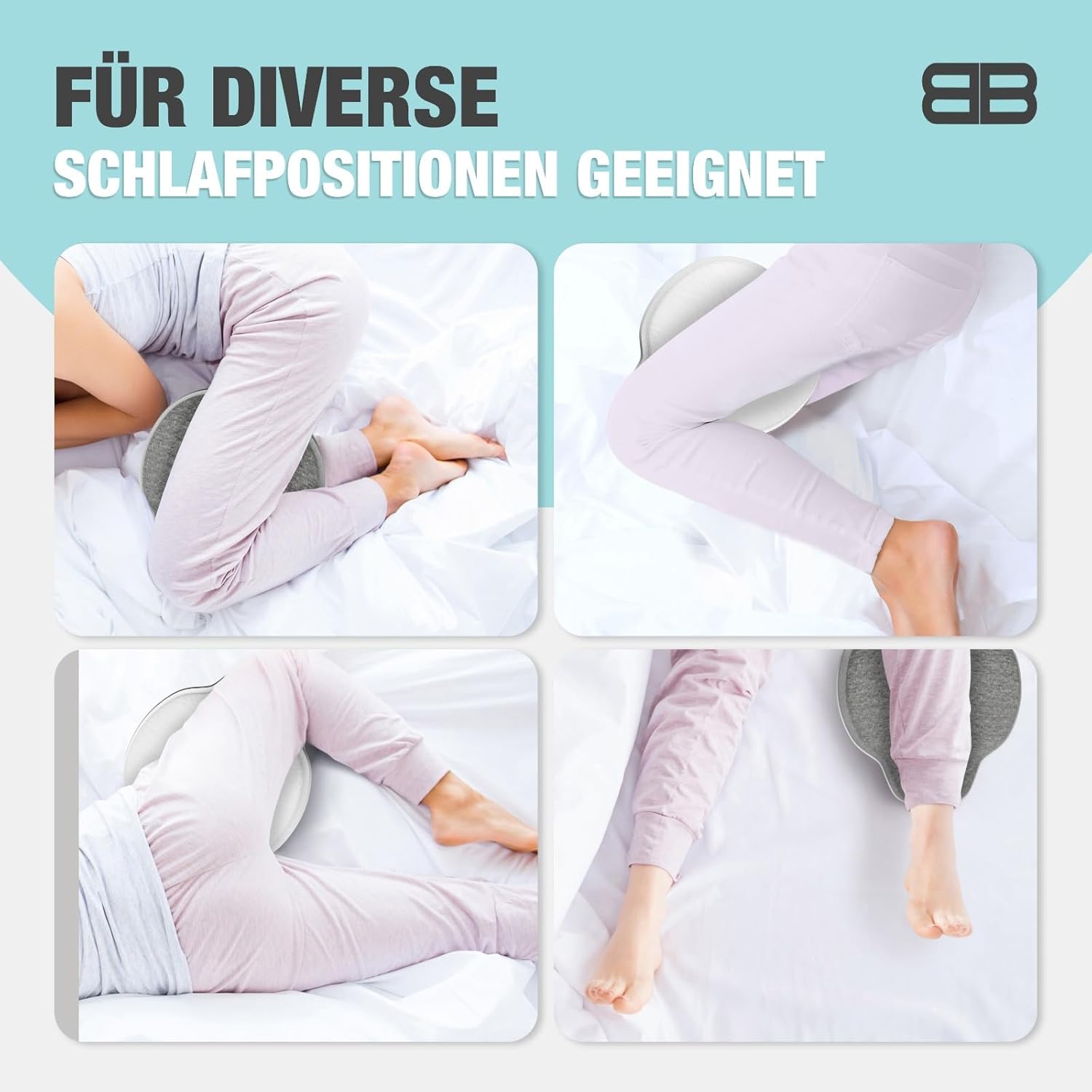 BACK BODYGUARD Kniekissen Seitenschläfer, Beinkissen, Seitenschläferkissen mit Bezug, Lagerungskissen, Beinkissen für Erwachsene, Kniekissen, Seitenschläfer, Knierolle (Kissen + grauer Bezug) – Bild 6