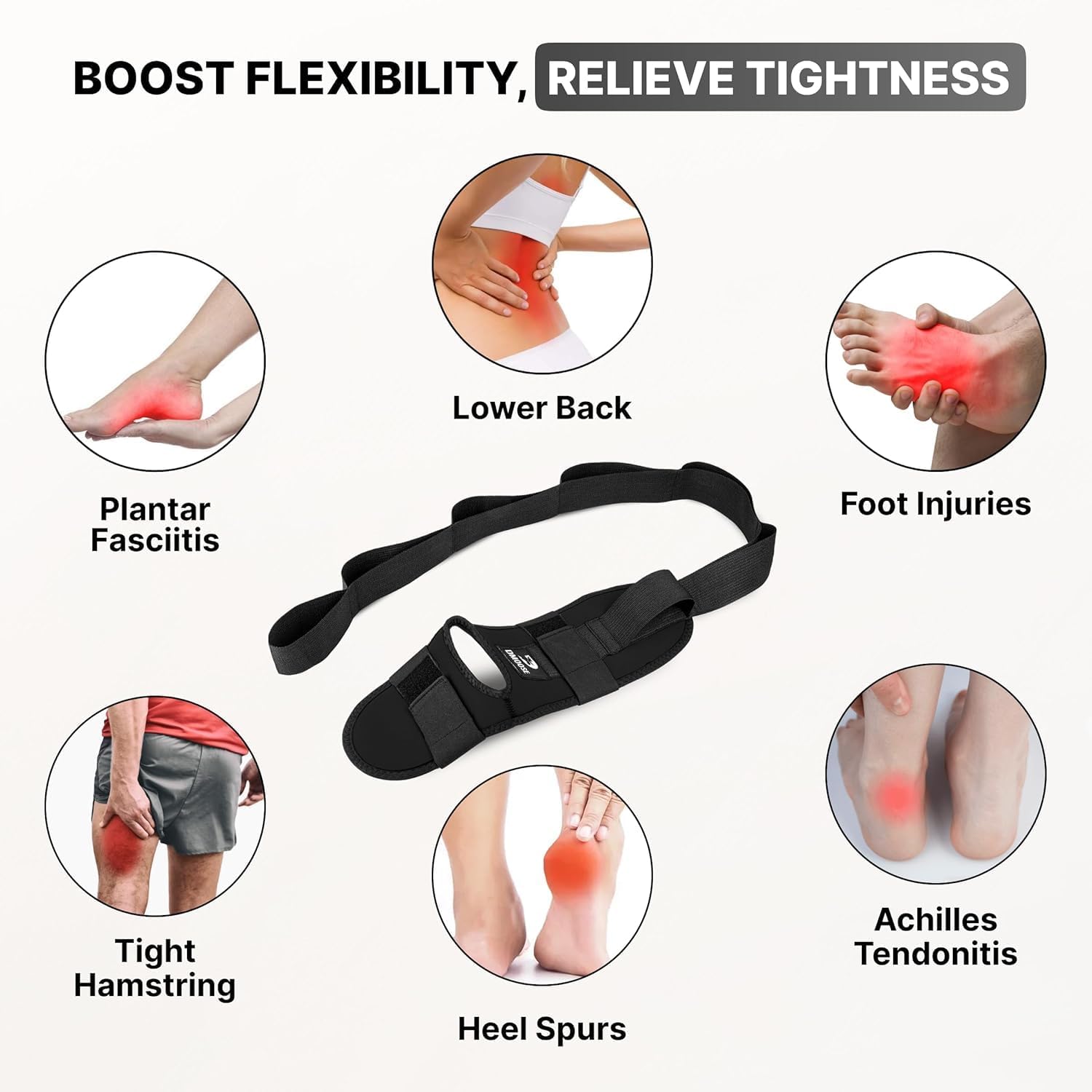DMoose Fitness Yoga-Gurt für Fußstrecker – verstellbares, gepolstertes Dehnband für Plantarfasziitis, Fersensporn und Achillessehnenentzündung – Faszienstrecker-Gurt zum Dehnen der Beinmuskulatur – Bild 3