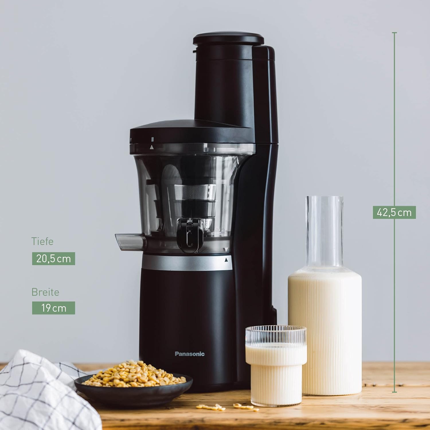 Panasonic Slow Juicer (Gemüse- und Fruchtpresse, automatische Zitruspresse, Edelstahl, Kunststoff, 150 W, Mattschwarz), MJ-L700KXE – Bild 9