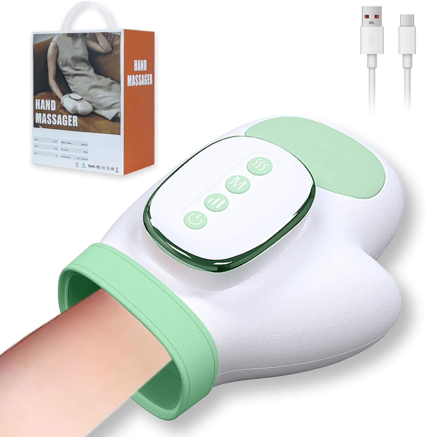 Handmassagegerät mit Wärmefunktion, elektrisches Handmassagegerät, Massagegerät zur Schmerzlinderung für Finger, Handmassagegerät zum Entspannen von Händen und Handgelenken, Geschenke für Männer und Frauen