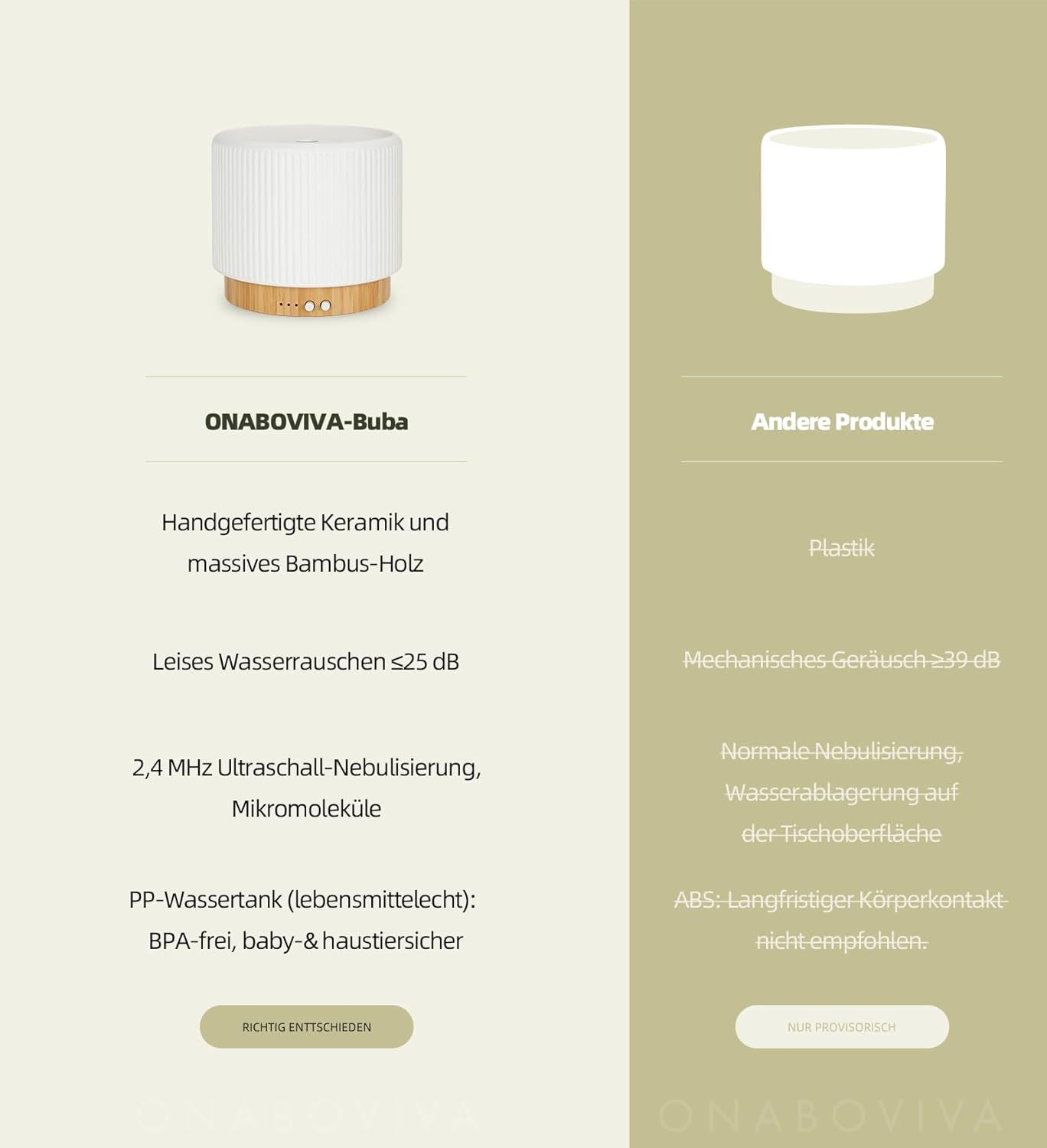 Aromadiffusor – 280 ml Ultraschall-Diffusor für ätherische Öle mit Luftbefeuchtung und Schlaf-Nachtlicht aus Keramik und Bambus, automatische Abschaltung, BPA-frei, geräuschlos, ideal für Zuhause, Büro und als Geschenk – Bild 6
