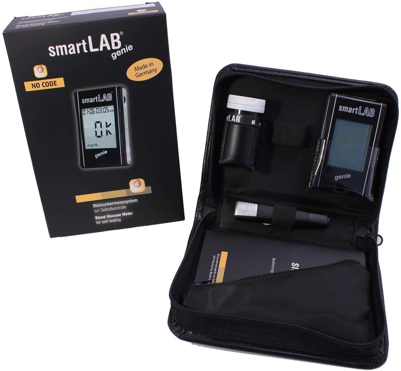 smartLAB Genie Blutzuckermesssystem Bundle | Mess-Kombi-Set mit 100 Blutzucker-Teststreifen und 100 Lanzetten für das tägliche Diabetes-Blutzucker-Messsystem | Präzise Blutdruckmessung mit großem Display – Bild 6