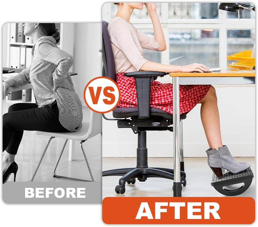 Fußhocker, ergonomischer Fußstützen-Schreibtisch, verstellbare Fußstütze, bequeme Fußstütze, Schreibtisch mit Rollenmassage, Fußstütze, Büro-Fußhocker für Büro, Zuhause (schwarz) – Bild 6