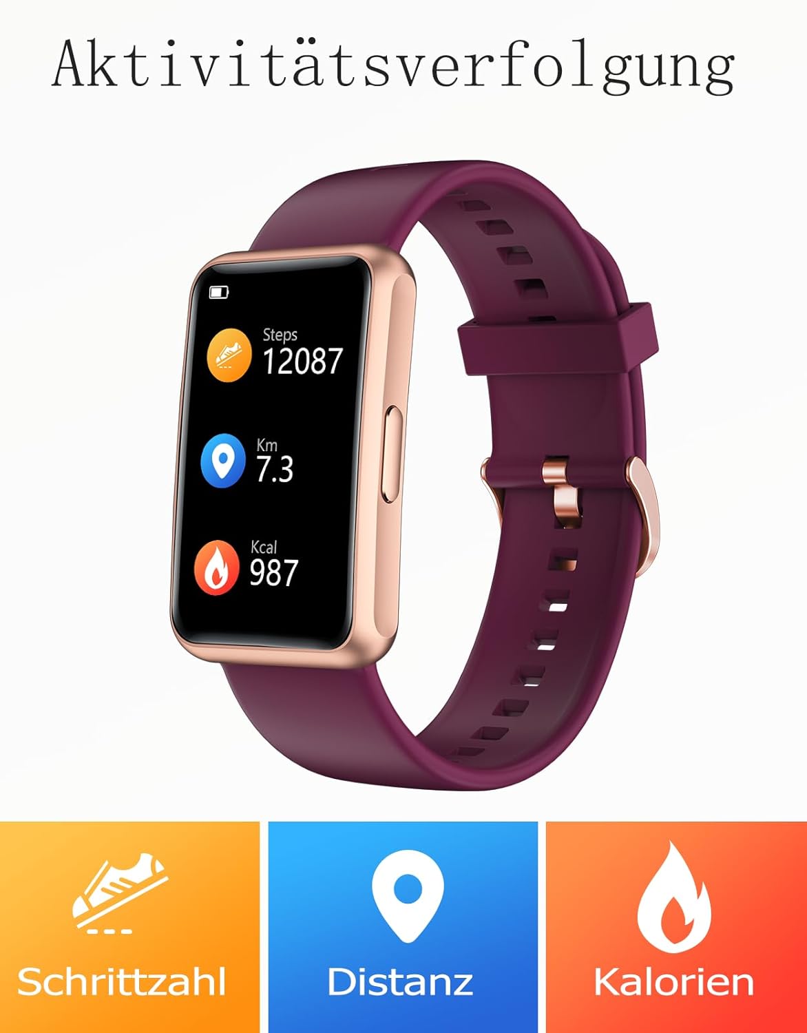 Schrittzähler-Uhr (ohne App/ohne Mobiltelefon), 1,47-Zoll-Bildschirm, einfacher Fitness-Tracker, Smartwatch mit Kalorienzähler, Schlafüberwachung, Stoppuhr, wasserdichter Timer, Gehen, Laufen, Fitnessuhr für Senioren/Männer/Frauen – Bild 3