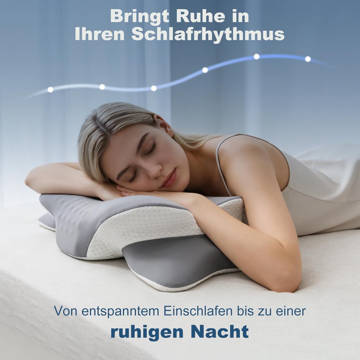 Nackenkissen, Nackenstützkissen mit 3D-Nackenstütze, CertiPUR-US & Öko-Tex zertifiziert, Seitenschläferkissen mit atmungsaktivem waschbarem Bezug, für Seiten-, Rücken- und Bauchschläfer – Bild 6