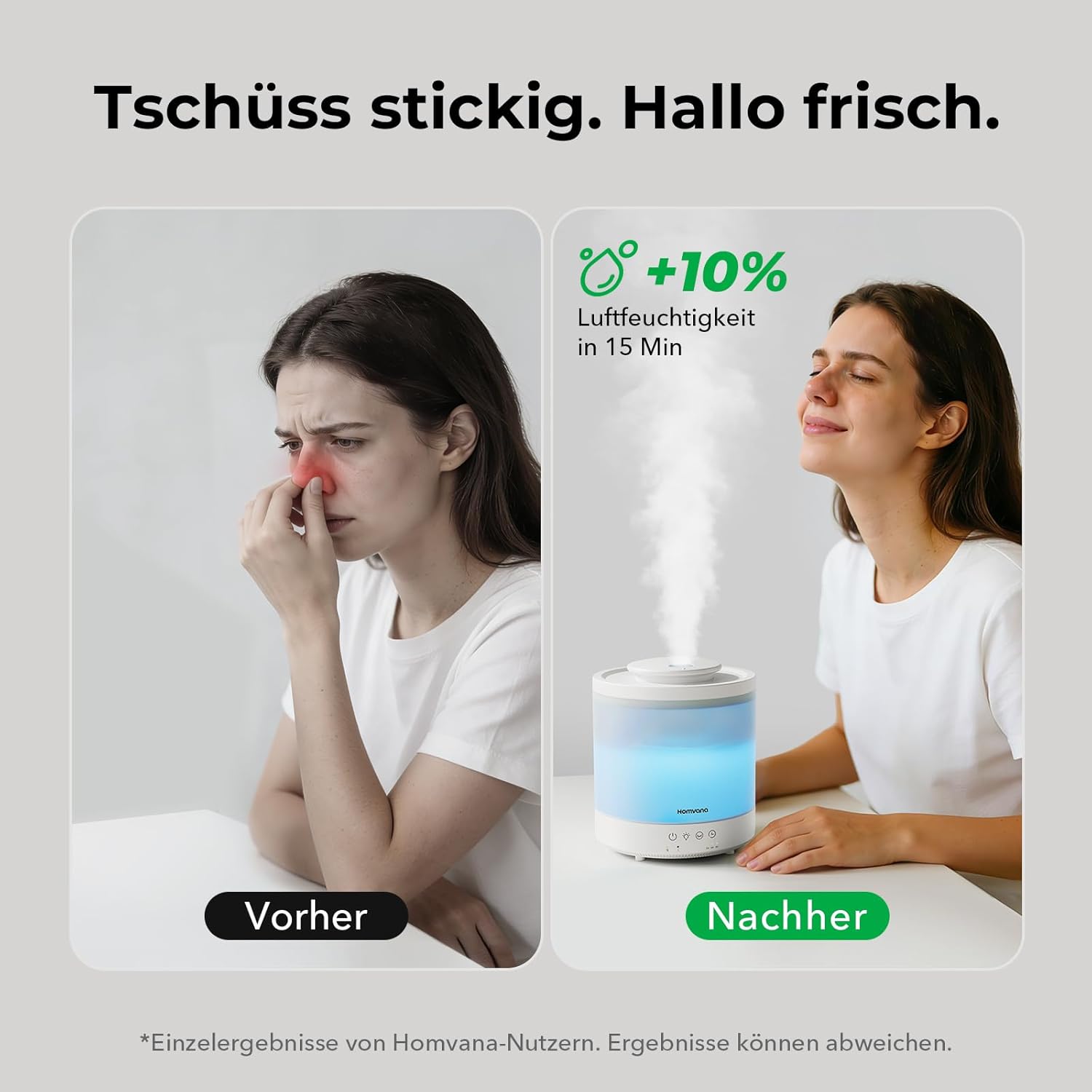 Homvana Schlafzimmer-Luftbefeuchter, 1,5 l Top-Fill-Kühlnebel, kleiner Luftbefeuchter Baby, Aroma-Diffusor, ätherische Öle, Duftöl, Aromatherapie, Ultraschall-Vernebler, Raumduft-LED-Diffusor, BPA-frei – Bild 3
