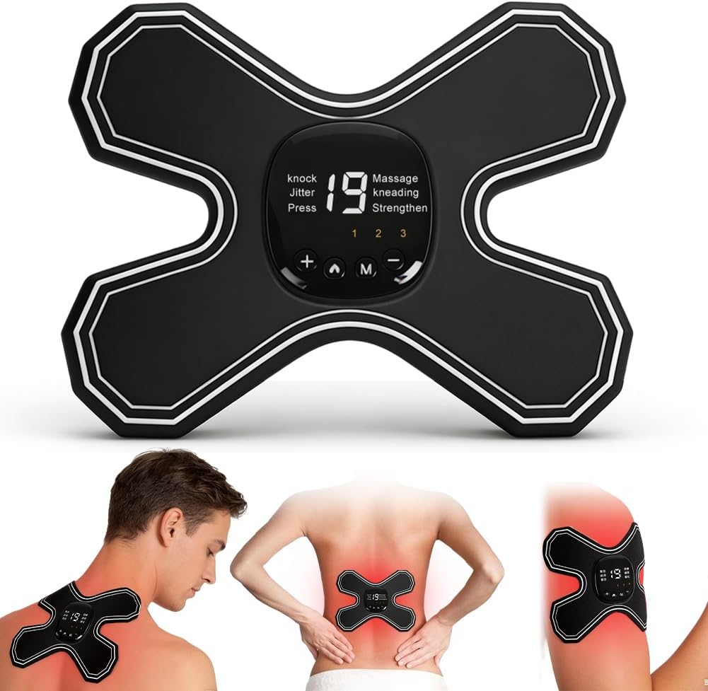 TENS-Gerät Schmerztherapie & Massagematte mit Wärmefunktion – Wiederaufladbares EMS-Massagegerät für Rücken, Beine, Schultern, 6 Modi, 15 Stufen