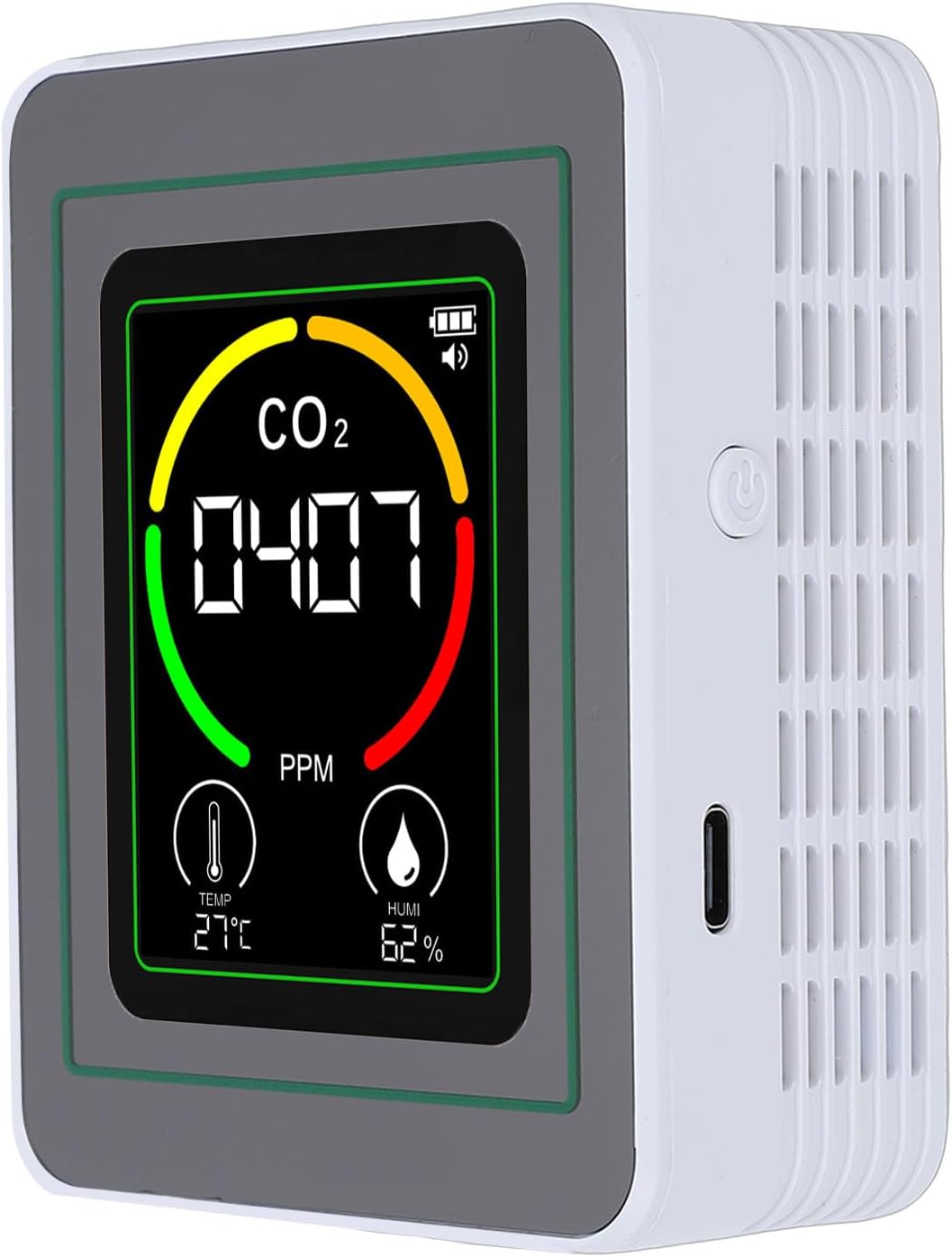 Topiky 3-in-1-Professioneller Luftqualitätsmonitor für Innenräume, CO2-Temperatur-Feuchtigkeits-Erkennungstester, Tragbarer Luftqualitätstester, Temperatur-Feuchtigkeitsmessgerät-Kit für das – Bild 5