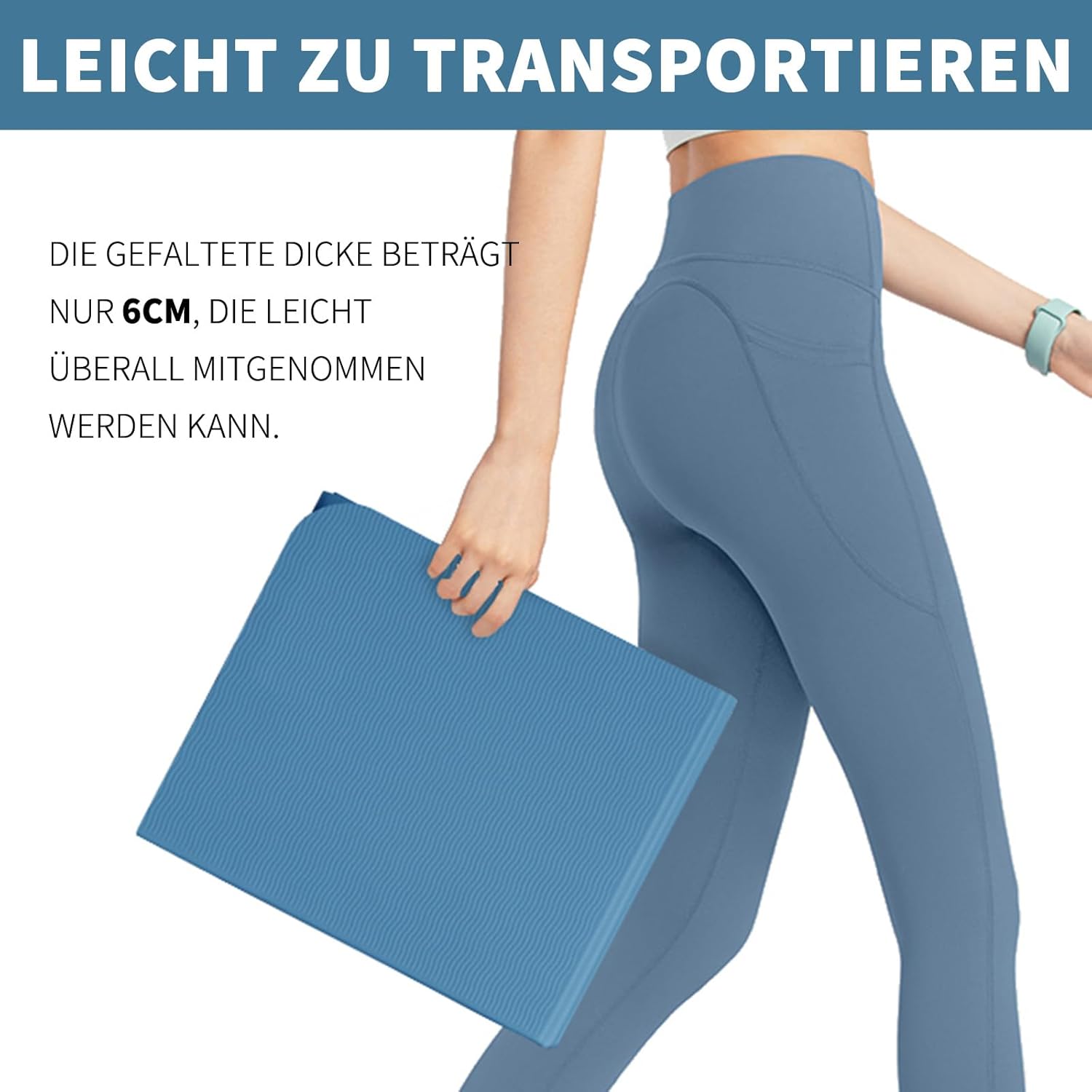 Good Nite faltbare Yogamatte, rutschfest, tragbare Fitnessmatte, faltbar, leicht, Gymnastikmatte, Pilates, Sport, Reise-Gogamat, 183 x 61 x 0,6 cm – Bild 7