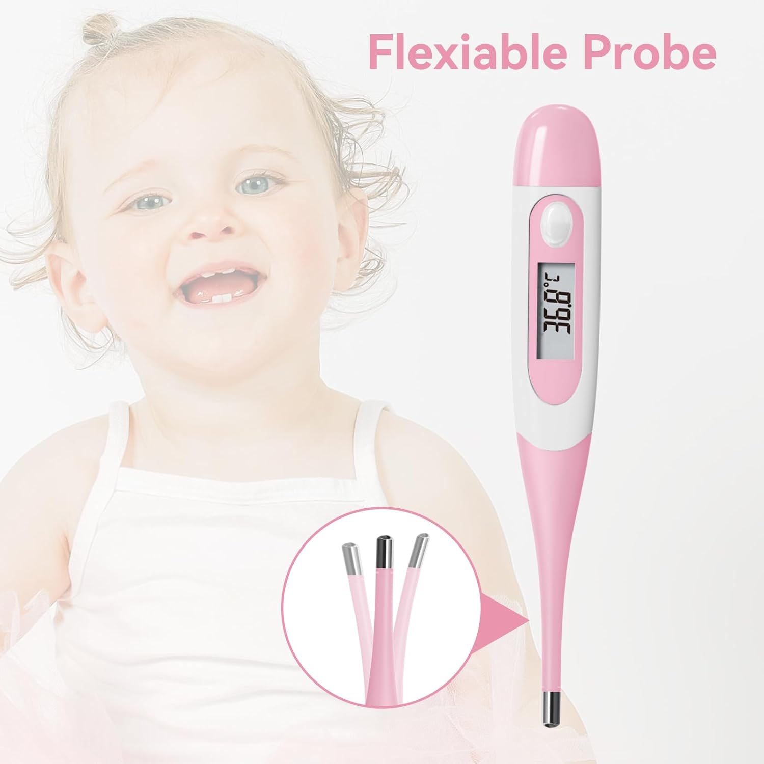 Snomd Digitales Fieberthermometer für Erwachsene und Kinder, medizinisches Thermometer mit Fieberalarm und flexibler Spitze – Bild 6