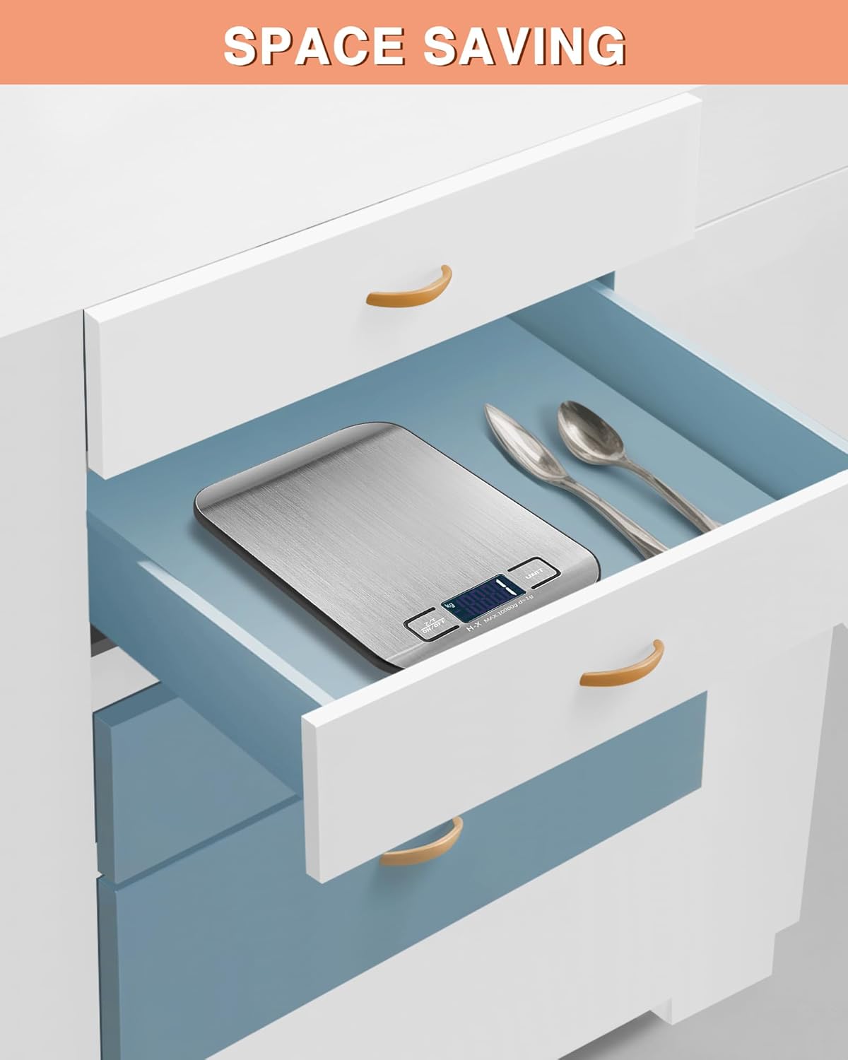 Digitale Küchenwaage mit LCD-Display und Tara-Funktion, präzise 1-g-Messung zum Backen und Kochen, Silber – Bild 5