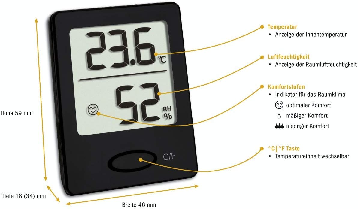 TFA Dostmann Digitales Thermo-Hygrometer 46 x 18 x 59 cm, 30.5041.01 – Bild 7