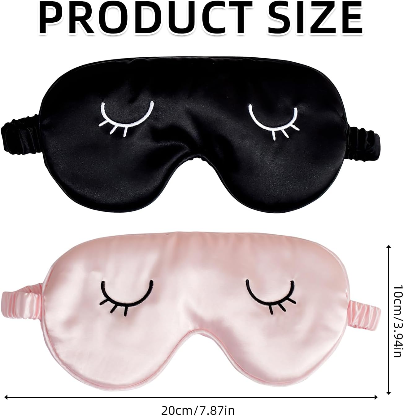 2er-Pack Schlafmasken für Damen und Kinder – Augenmaske für Erwachsene und Kinder, weiche Schlafbrille für Damen und Herren, lichtblockierende Nachtmaske (Rosa, Schwarz) – Bild 6
