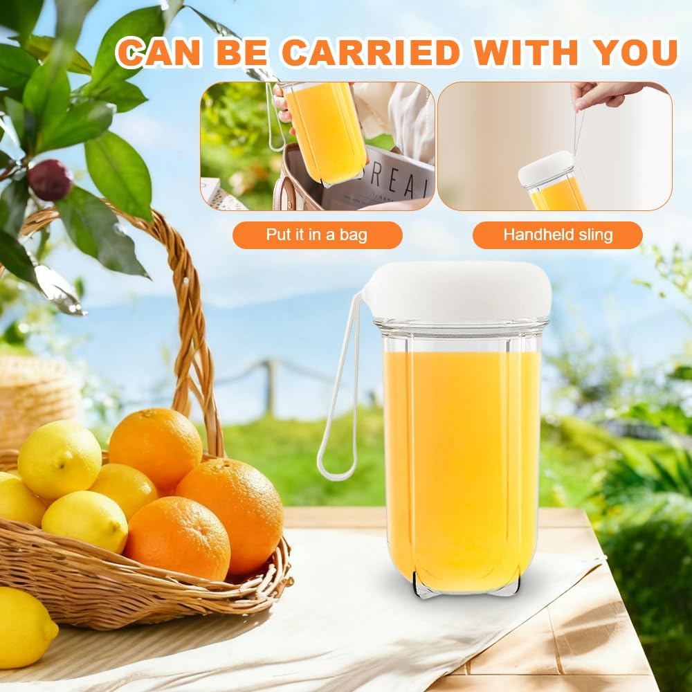 Tragbarer Mixer, 500 ml Smoothie Maker, 16 Blatt tragbarer elektrischer Entsafter, Mini-Mixer 1200 mAh, Smoothie Maker to Go mit Digitalanzeige für Babynahrung, Saft, Marmelade, Shake, Smoothie, Weiß – Bild 3