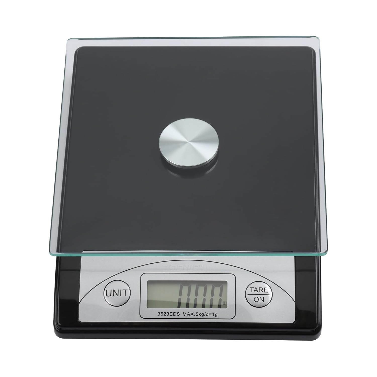 Genie 3623 EDS Digitale Briefwaage, von 1 g bis 5000 g, aus robustem Kunststoff, inkl. Glasplatte und LCD-Display, Schwarz, Schwarz – Bild 2