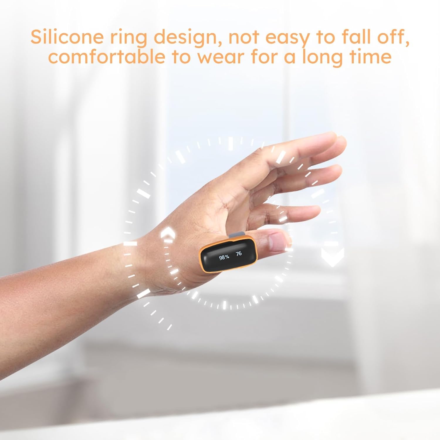 Viatom WearO2 Pulsoximeter, wiederaufladbares Fingeroximeter, Fingerring-Oximeter mit Bluetooth-App und Vibration, Schlafmonitor, App-kompatibel mit iOS, Android, 16 Stunden Akkulaufzeit – Bild 3