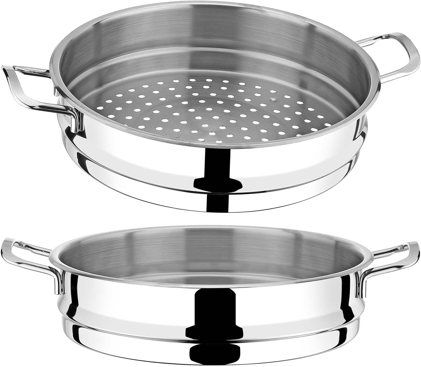 BEM Mantowarka Dampfgartopf mit Glasdeckel und Dampfeinsatz, induktionsgeeignet, 6er-Set, Edelstahl 18/10, Durchmesser 28 cm – Bild 7
