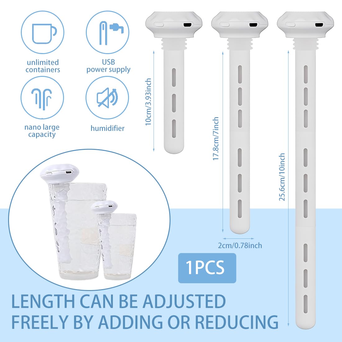 Tragbarer Mini-USB-Luftbefeuchter – Ultraschall-Kaltnebel, kein Wassertank, leise und längenverstellbar, für Zuhause, Büro, Auto und Reisen – Bild 2