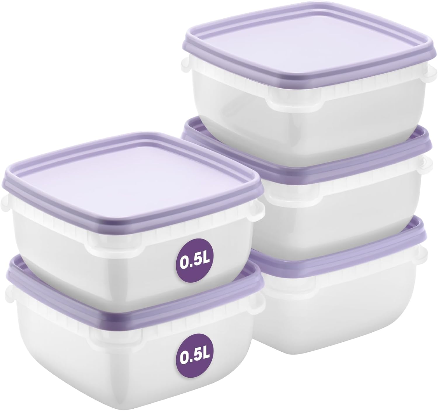 SmartStore Frischhaltedosen mit Deckel und Kühlschrank-Organizer, 0,5 l, 5er-Set, geeignet für Kühlschrank und Gefrierschrank, BPA-freie Meal-Prep-Boxen, Gefrierbox-Set