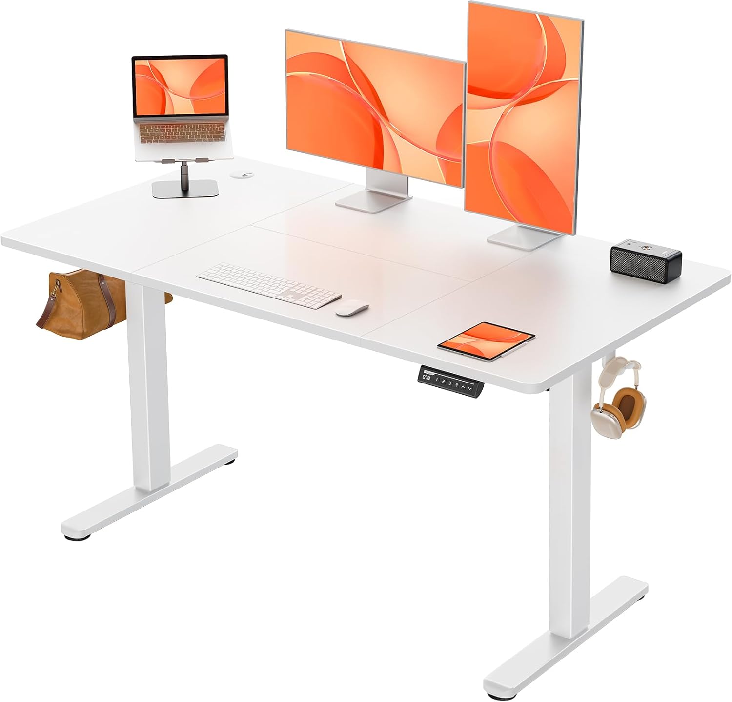 ErGear Elektrisch höhenverstellbarer Schreibtisch 140 x 70 cm, Schreibtisch höhenverstellbar mit 4 Memory-Funktionen, Gaming-Tisch mit 4-teiliger Tischplatte
