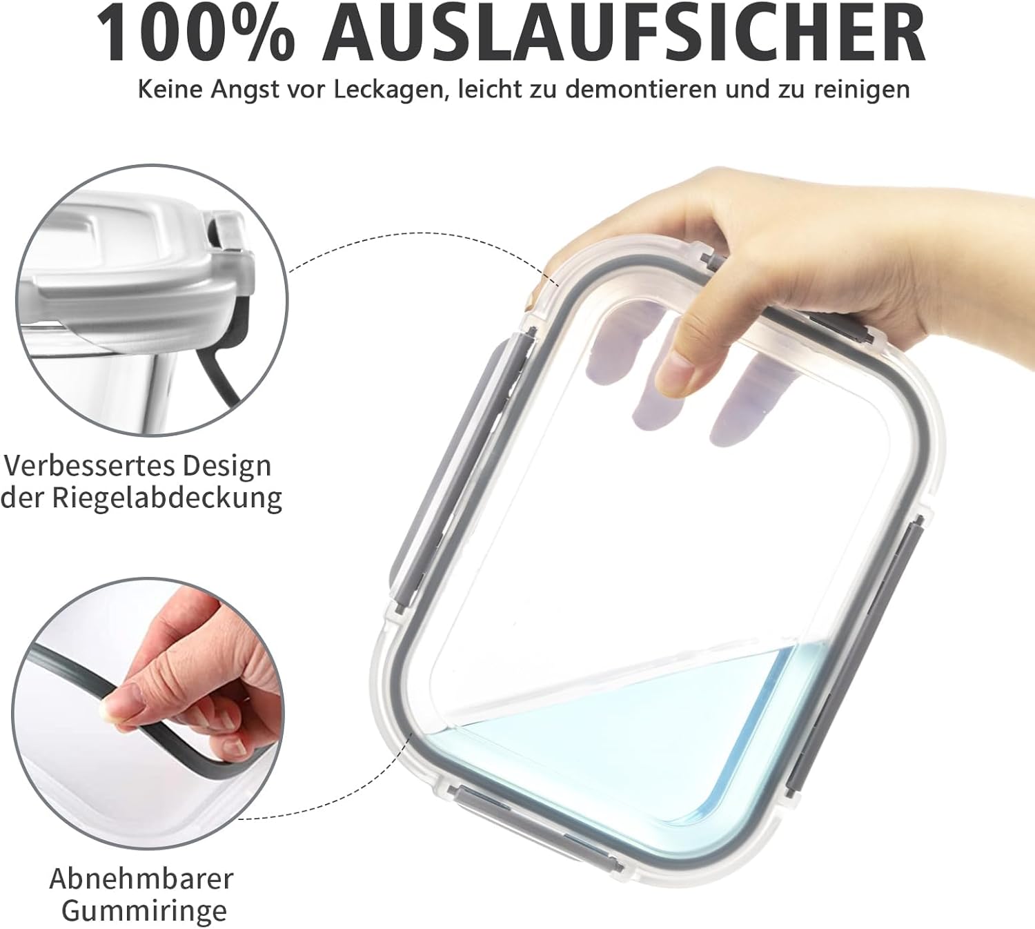 GENICOOK Set mit 24 Frischhaltedosen aus Glas mit Deckel – Vorratsgläser für Lebensmittel, Meal-Prep-Boxen, Vorratsbehälter, luftdichte Lebensmittelbehälter für die Küche – Bild 3
