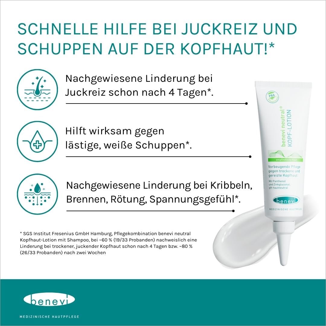 benevi Neutral Head Lotion 50 ml – Feuchtigkeitscreme für trockene, juckende, schuppige, gerötete Kopfhaut – Bild 5