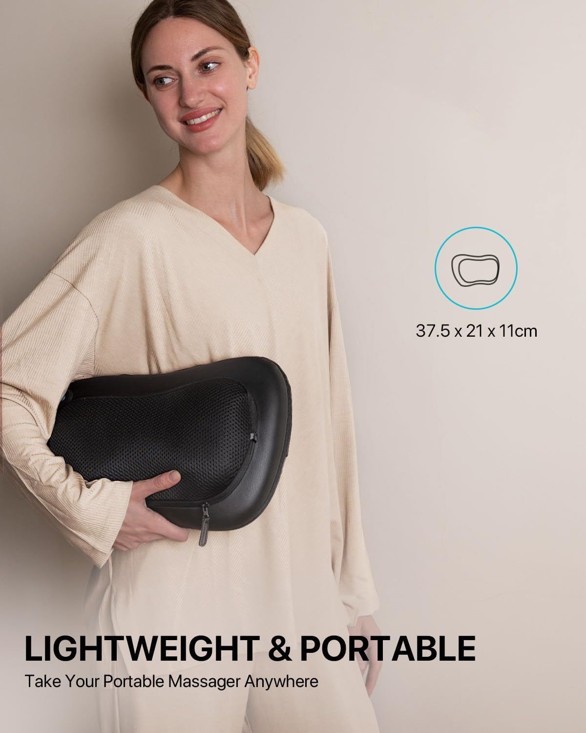 ALLJOY Massagekissen mit Wärmefunktion, Shiatsu-Massagegerät für Nacken, Schulter, Rücken, Rückenmassagegerät mit 3D-rotierenden Massageköpfen, PU-Leder, Geschenk für Männer, Frauen – Bild 9
