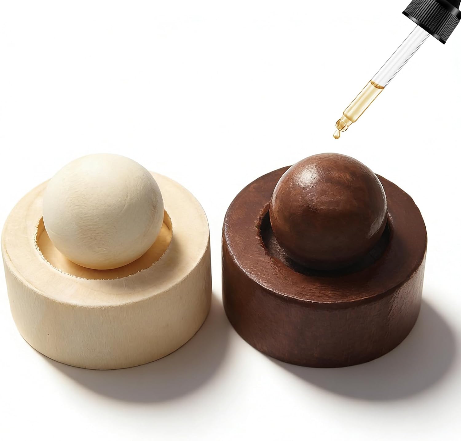 Diffusorkugel aus Naturholz für ätherische Öle, 2 Stück, Aromadiffusor aus Holz für ätherische Öle und Aromatherapie, wiederverwendbarer Holzdiffusor für Zuhause, Büro, Autoreisen