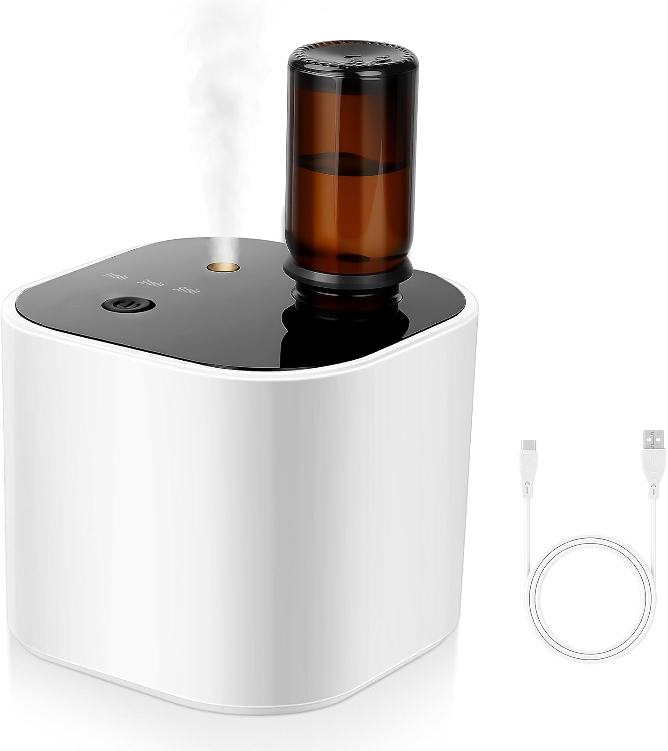 Kabelloser wasserloser Diffusor für ätherische Öle – Aromatherapie-Diffusor mit 10 ml weißem Teeöl und 3 Sprühmodi, leiser Ultraschall-Kaltluft, 2000-mAh-Akku und USB-C für Zuhause, Büro, Auto, Yoga (weiß)