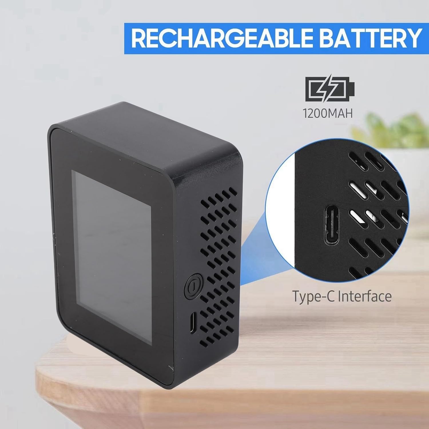 CO2-Detektor ABS CO2-Detektor, Schwarz CO2-Kohlendioxid-Detektor LCD TVOC HCHO Temperatur Luftfeuchtigkeit Luftqualitätsmonitor Messgerät Thermometer Hygrometer für Zuhause – Bild 3