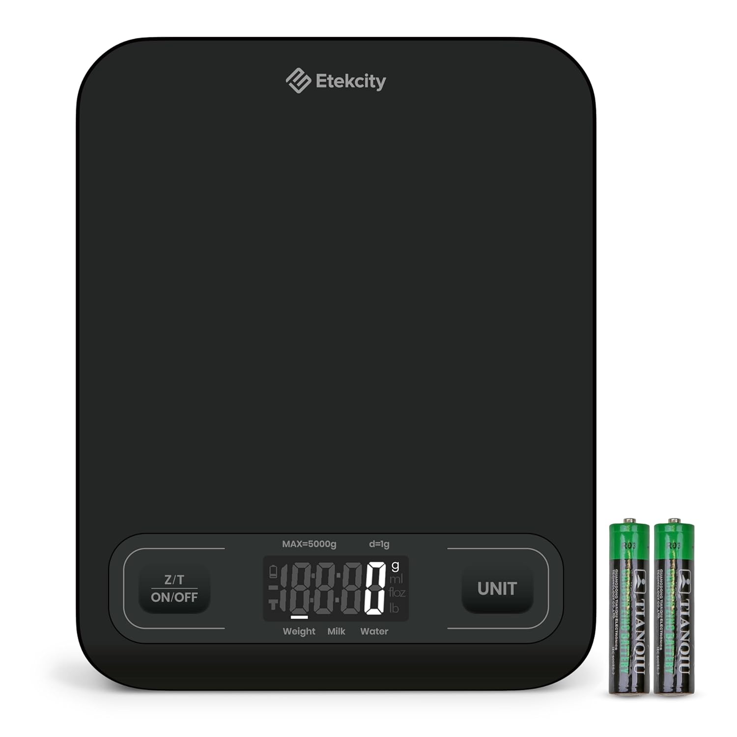 Etekcity Küchenwaage, Genauigkeit bis zu 1 g, Digitale Küchenwaage mit LCD-Display, verbesserte Tasten, Tara-Funktion, Küchenwaage zum Wiegen von Flüssigkeiten und Schmuck, 5 kg, 1 g, Schwarz