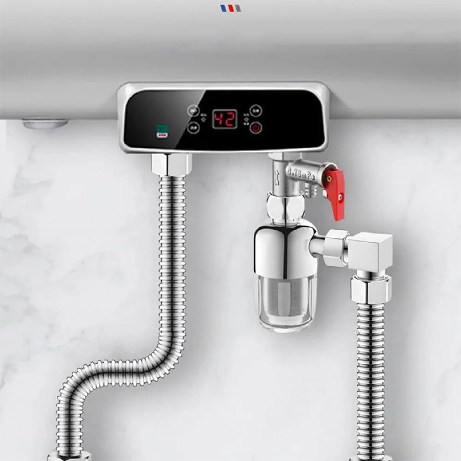 2 Stück Wasserfilter Dusche, Wassersystem-Vorfilter, wiederverwendbarer Filter, 1/2 Zoll Warmwasserbereiterfilter, filtert effektiv Verunreinigungen im Wasser, Duschkalkfilter für Wasserhahn – Bild 4