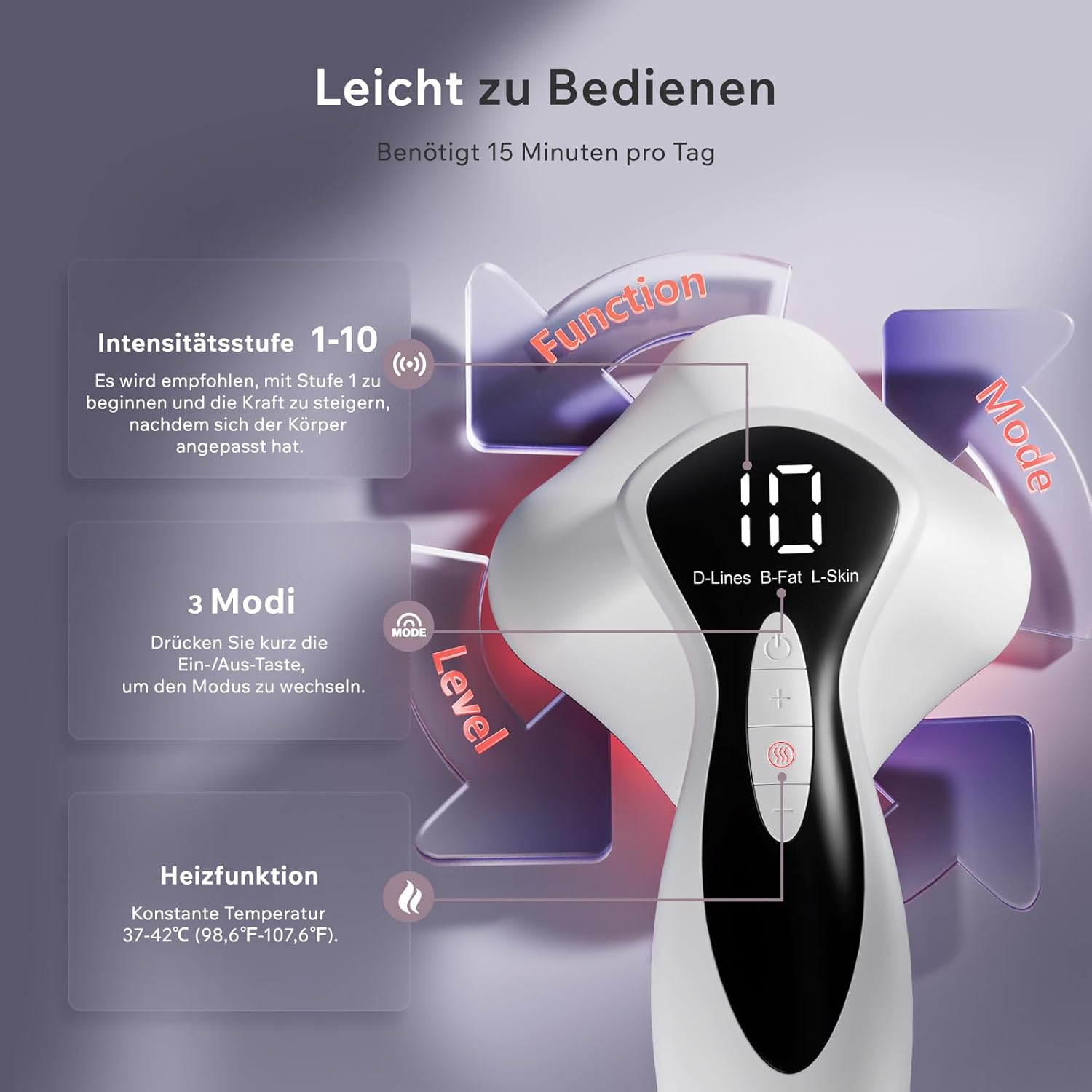 Cellulite-Massagegerät, Massage, Lipödem-Massagegerät, Anti, nachgewiesene Wirksamkeit, kabelloses Unisex-Massagegerät für Taille, Bauch, Gesäß, Arme, Beine, Rücken (weiß) – Bild 3